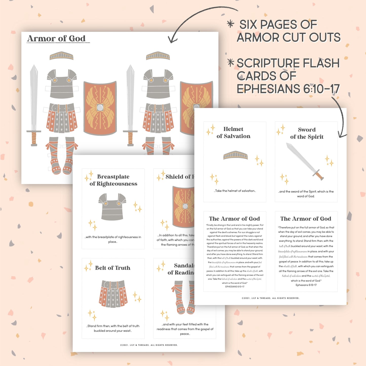 Armor of God Ephesians Scripture Cards Kids Activity Paper Dolls Homeschool Sunday School Christian Bible Jesus | Download PRINTABLE Lesson