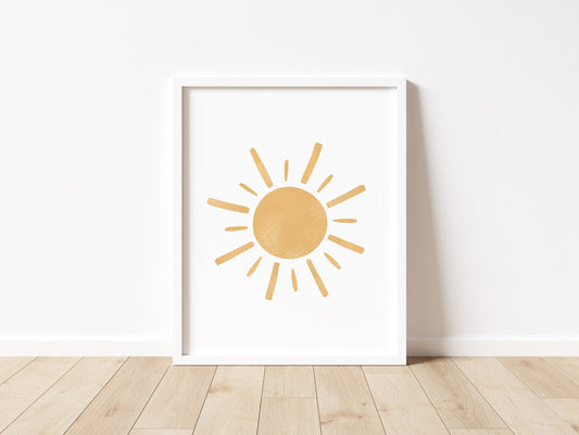 Neutral Boho Sun Sunshine Block Print Download Printable Nursery Decor Baby Toddler Room Playroom Minimalist Print Artwork