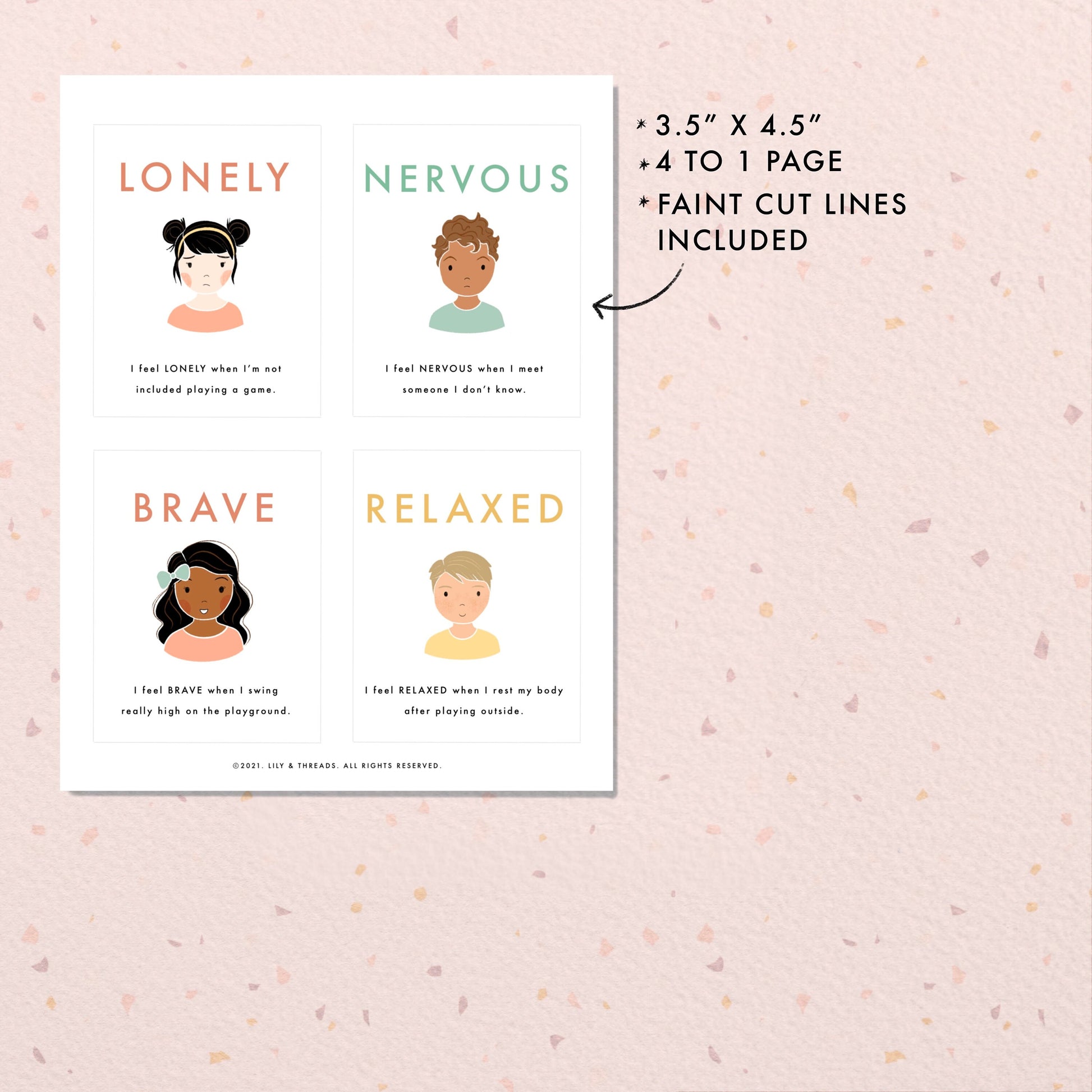 20 Feelings & Emotions Flash Cards | Calming Corner, Montessori, Education, Nursery, Classroom Poster| Download PRINTABLE Art