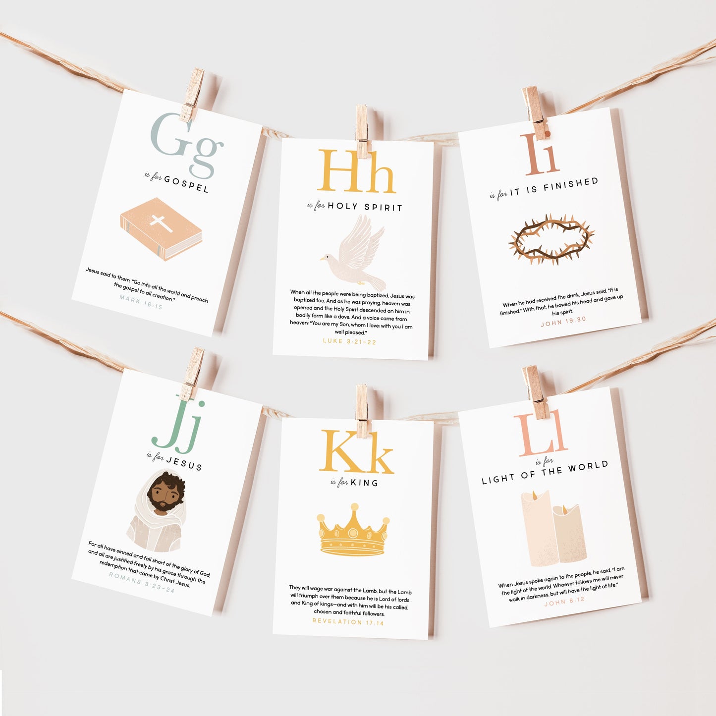 ABC Bible Scripture Flash Cards Memorization Bible Verses Alphabet Card Set | Homeschool Pre K Sunday School Educational ABC Set PRINTABLE