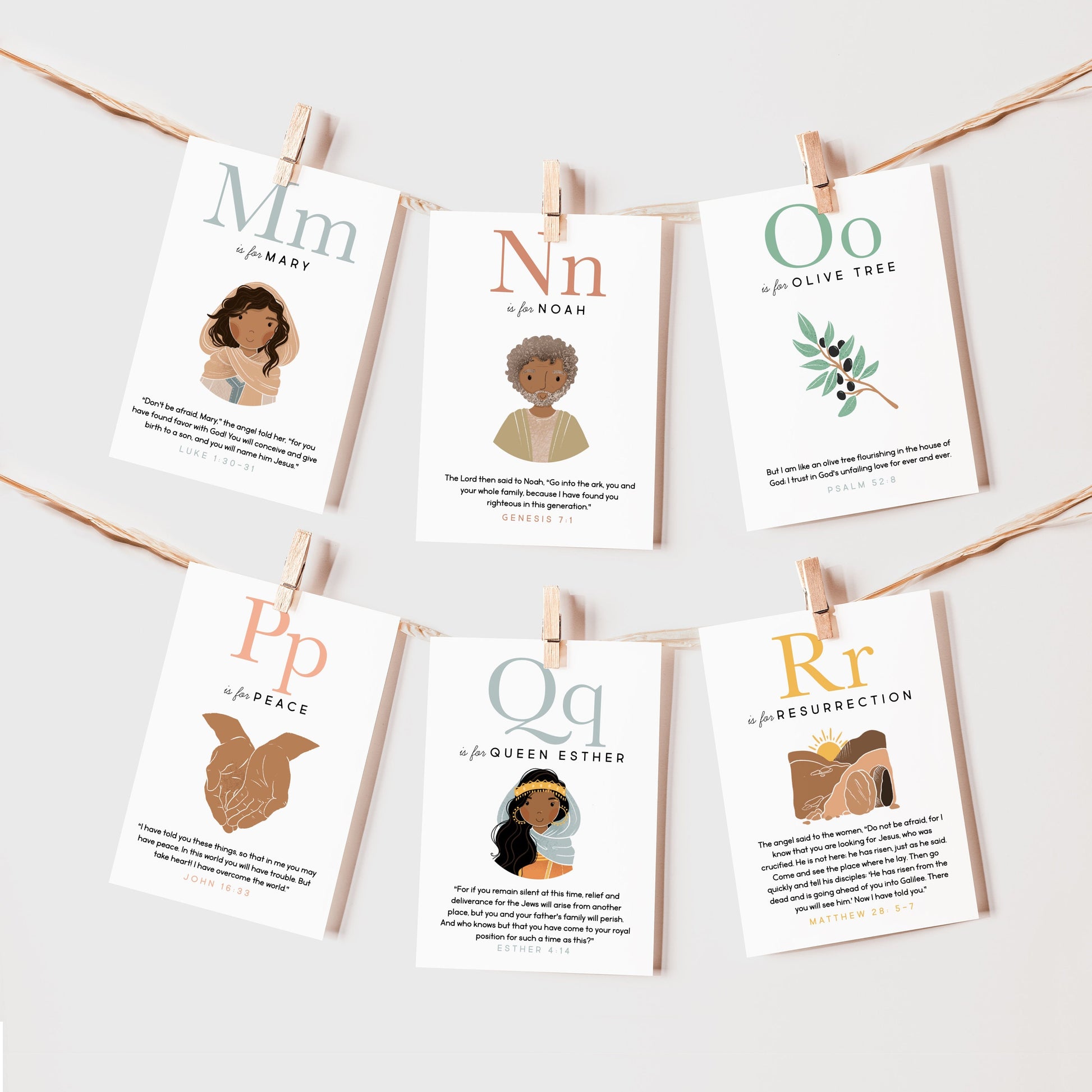 ABC Bible Scripture Flash Cards Memorization Bible Verses Alphabet Card Set | Homeschool Pre K Sunday School Educational ABC Set PRINTABLE