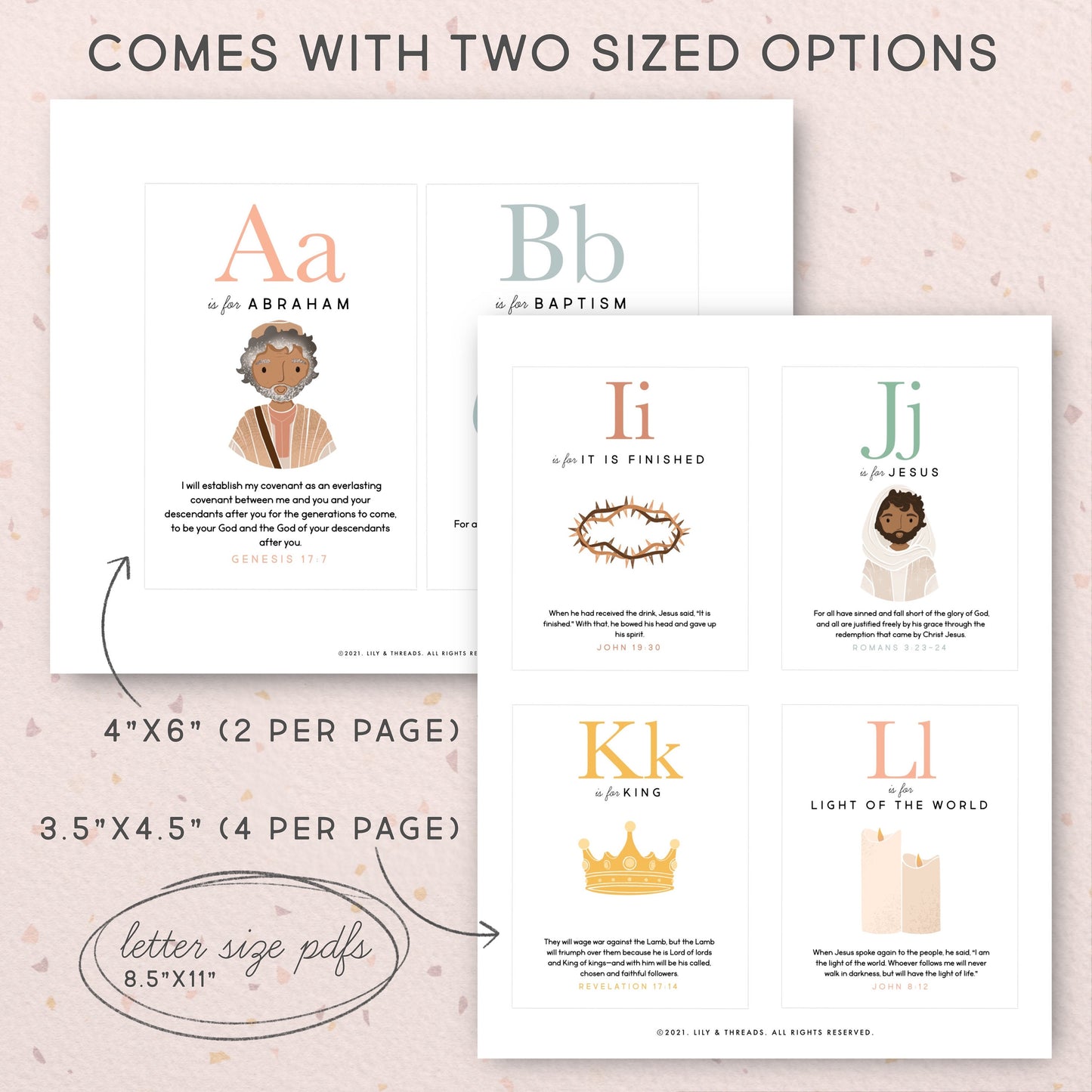 ABC Bible Scripture Flash Cards Memorization Bible Verses Alphabet Card Set | Homeschool Pre K Sunday School Educational ABC Set PRINTABLE