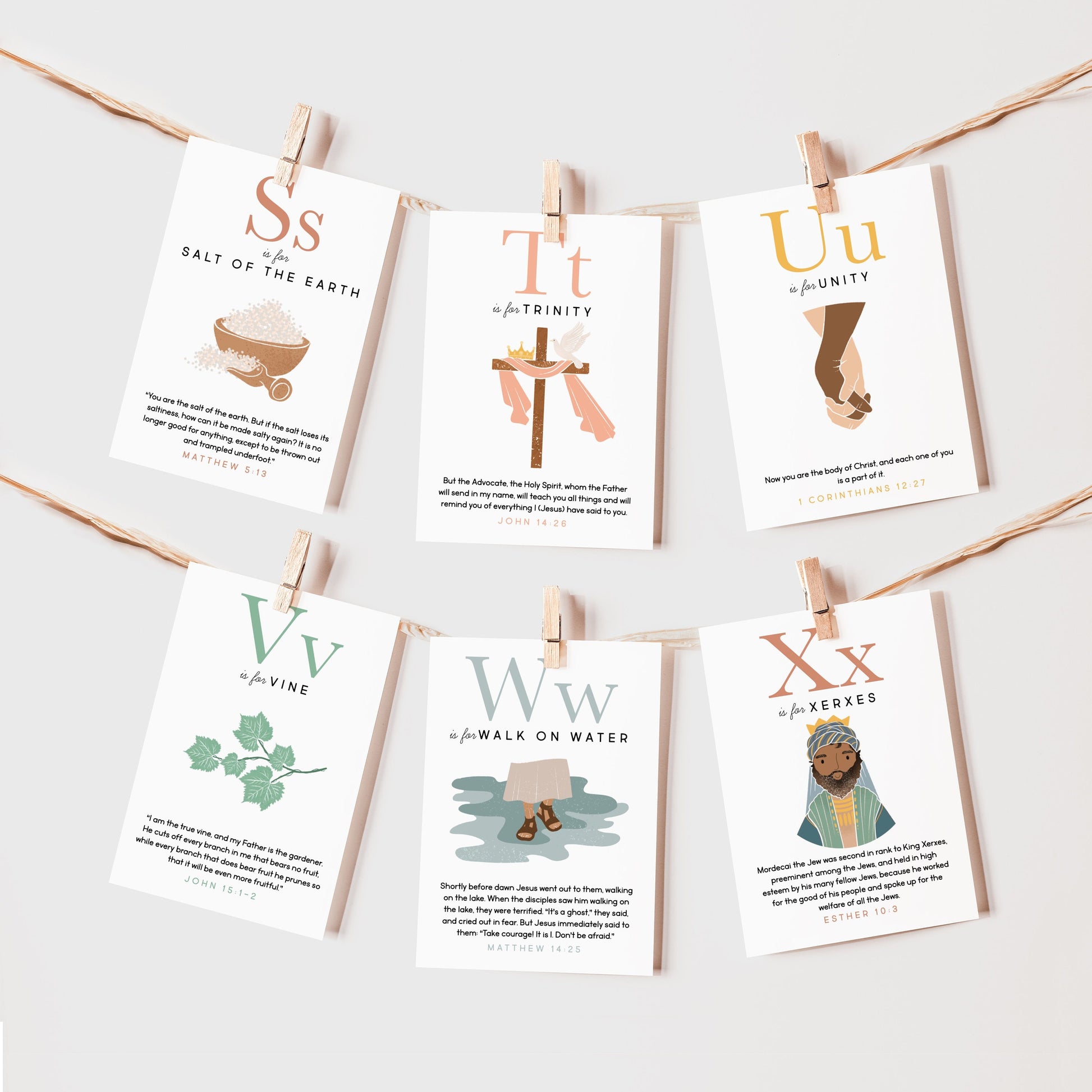 ABC Bible Scripture Flash Cards Memorization Bible Verses Alphabet Card Set | Homeschool Pre K Sunday School Educational ABC Set PRINTABLE