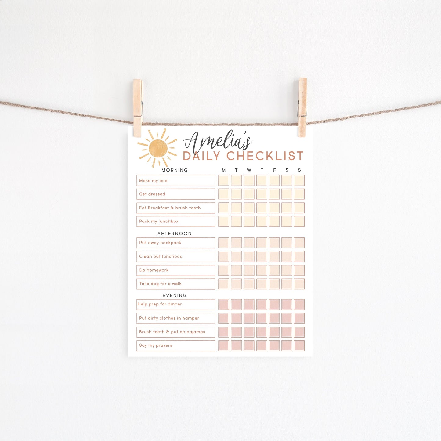 Editable Chore Chart Daily Checklist Responsibility Chart Daily Routine To Do List | Personalized Printable Planner Download Home school