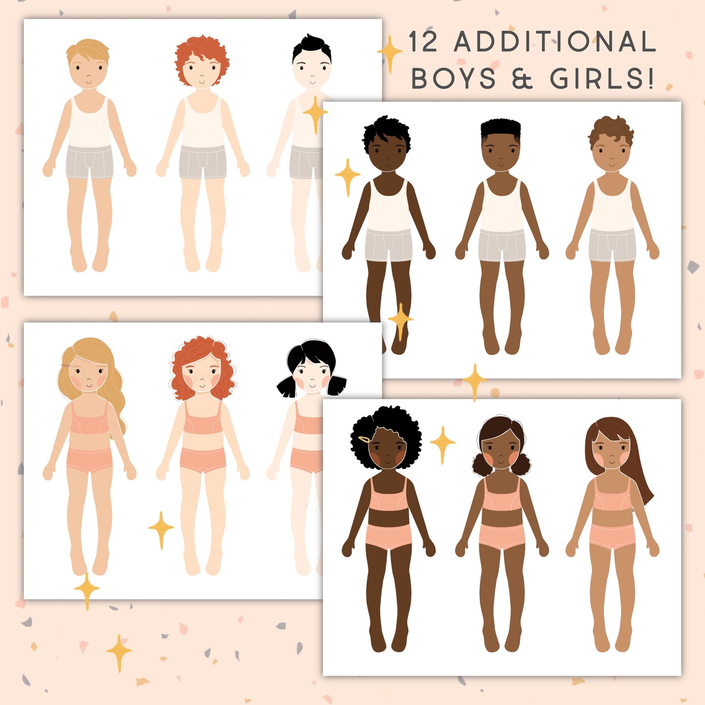 Paper Dolls Kit Printable Activity Craft Girls & Boys Birthday Party Gift Party Favor Homeschool Pre K Kindergarten Paper Cut Out Montessori