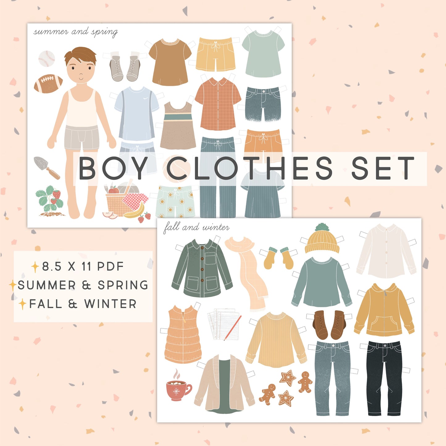 Paper Dolls Kit Printable Activity Craft Girls & Boys Birthday Party Gift Party Favor Homeschool Pre K Kindergarten Paper Cut Out Montessori