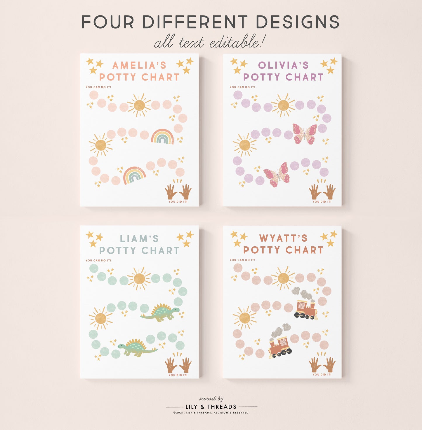 Editable Potty Chart | Potty Training Chart | Custom Sticker Chart | Potty Training Printable | Reward Chart | Download | Montessori Chart