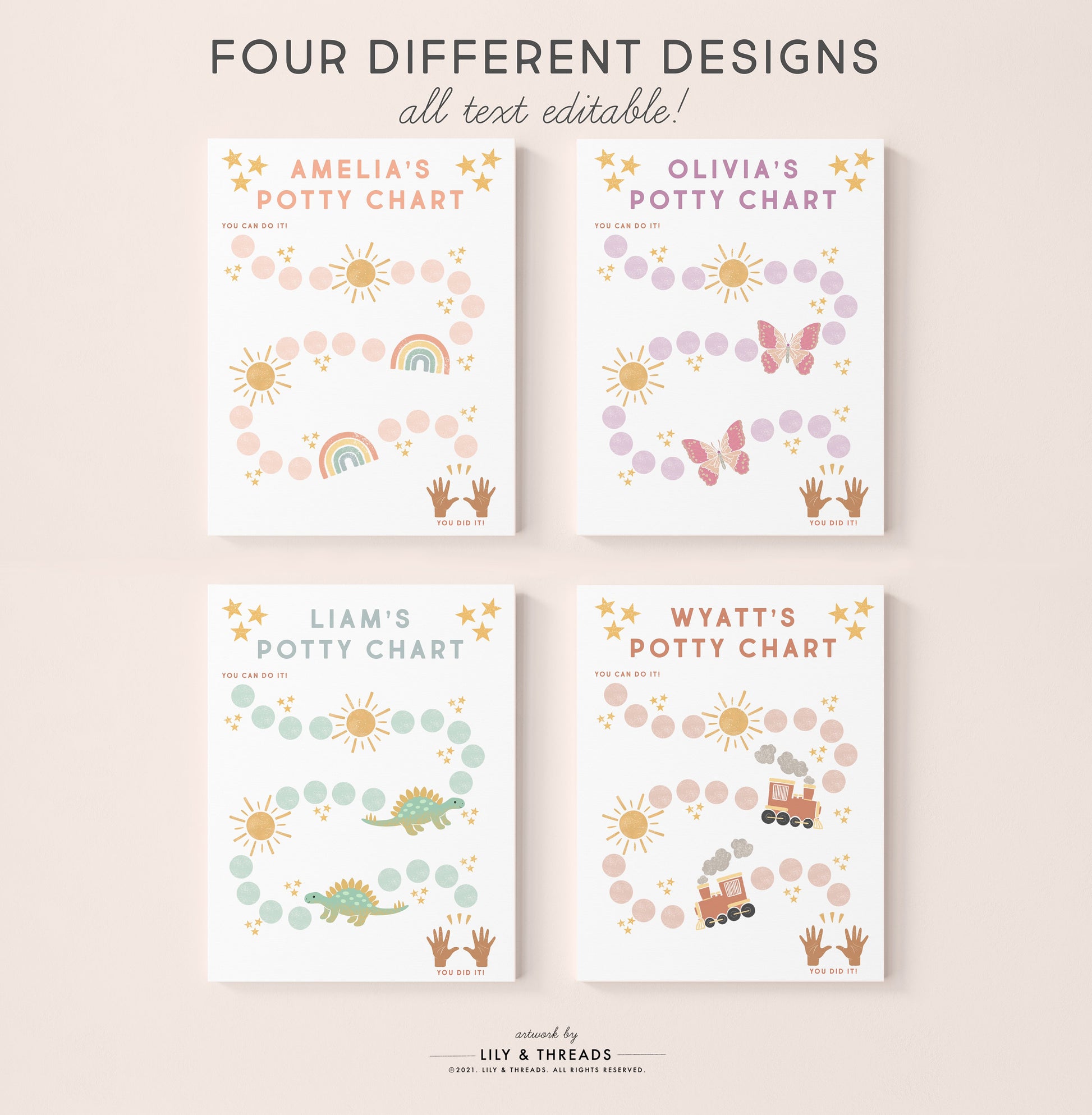Editable Potty Chart | Potty Training Chart | Custom Sticker Chart | Potty Training Printable | Reward Chart | Download | Montessori Chart