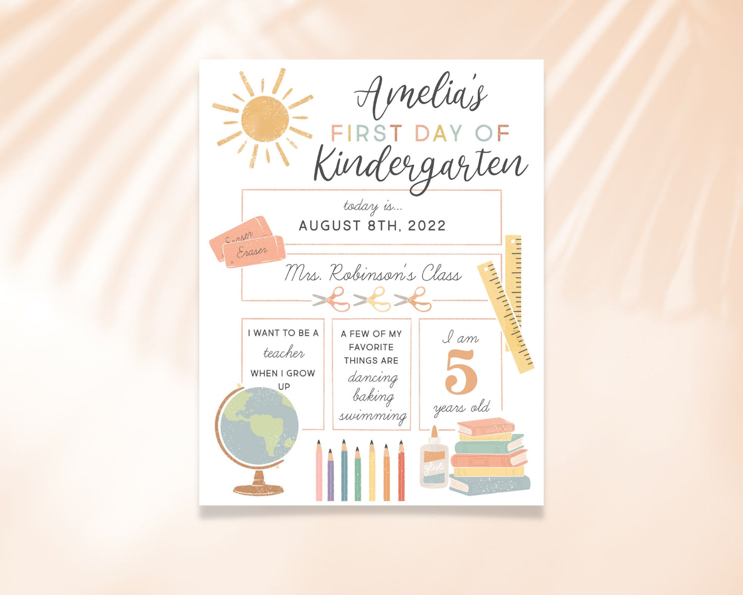 Last Day of School Sign Editable Template, First Day of School Printable, Back to School Photo, Kindergarten Preschool, 1st Day of School