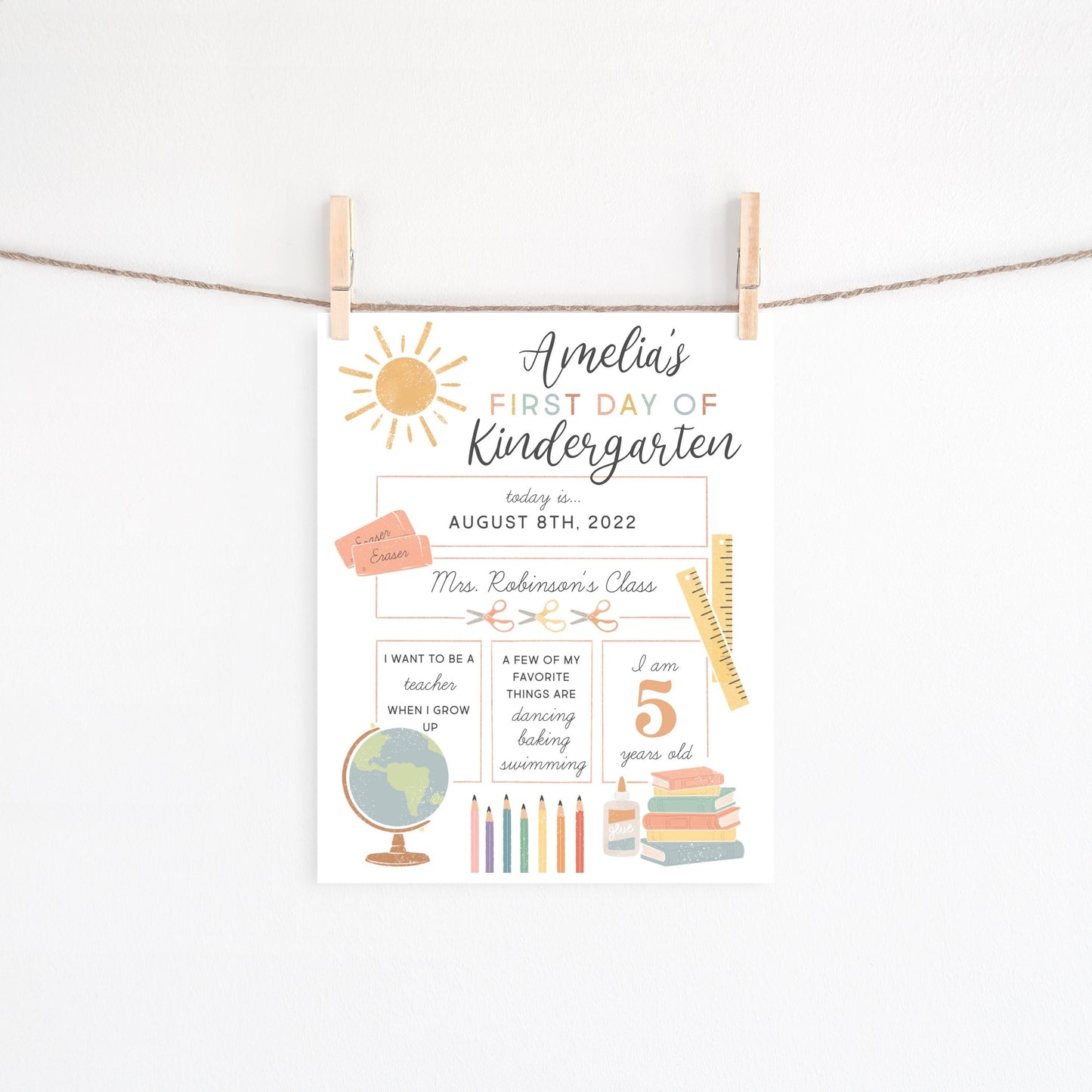 Last Day of School Sign Editable Template, First Day of School Printable, Back to School Photo, Kindergarten Preschool, 1st Day of School