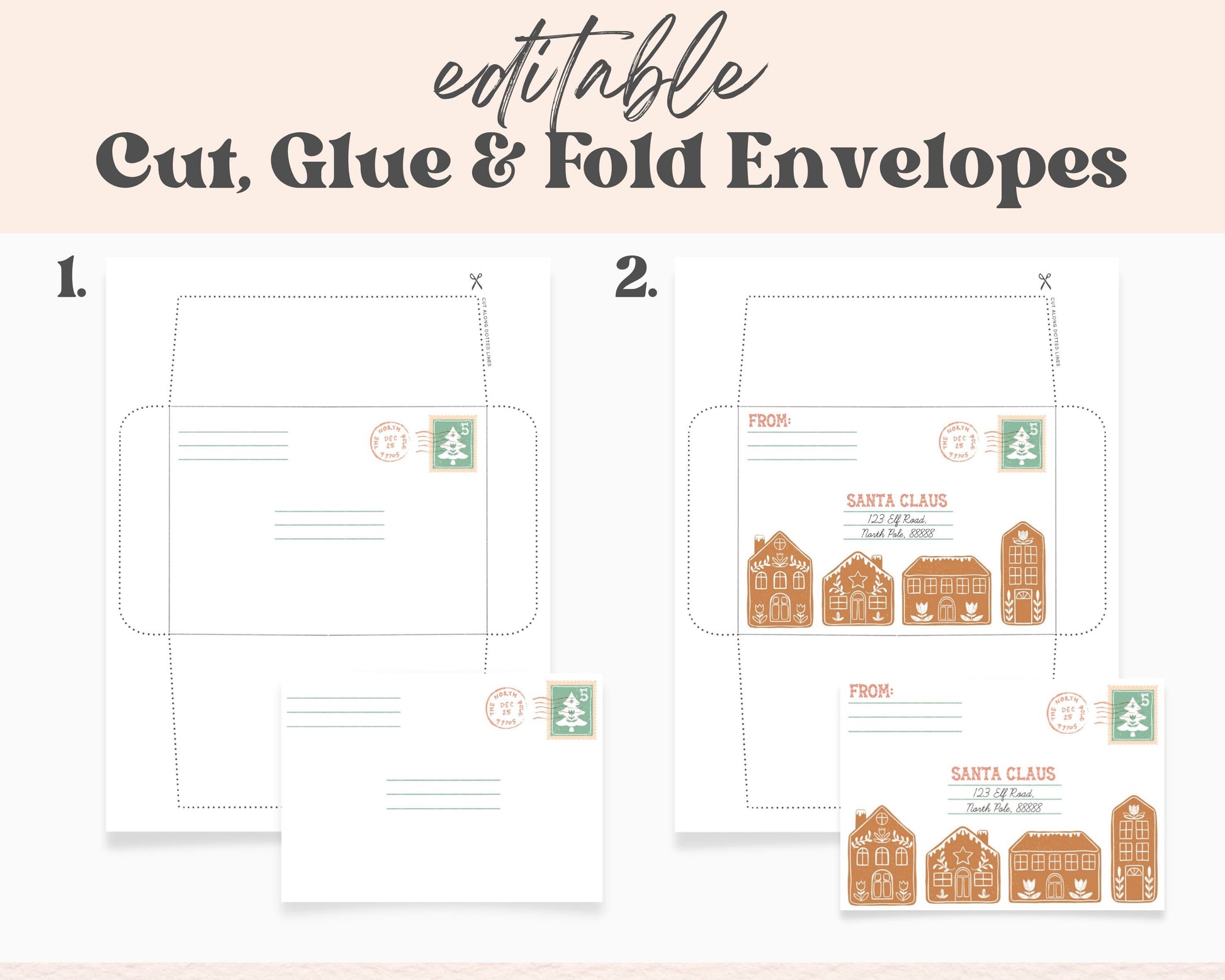 Santa Letter Template and Envelope, Personalized Letter from Santa, Printable Christmas Activity, Kindergarten Holiday Activity, Editable