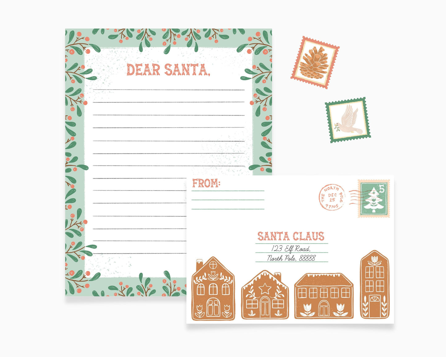 Santa Letter Template and Envelope, Personalized Letter from Santa, Printable Christmas Activity, Kindergarten Holiday Activity, Editable