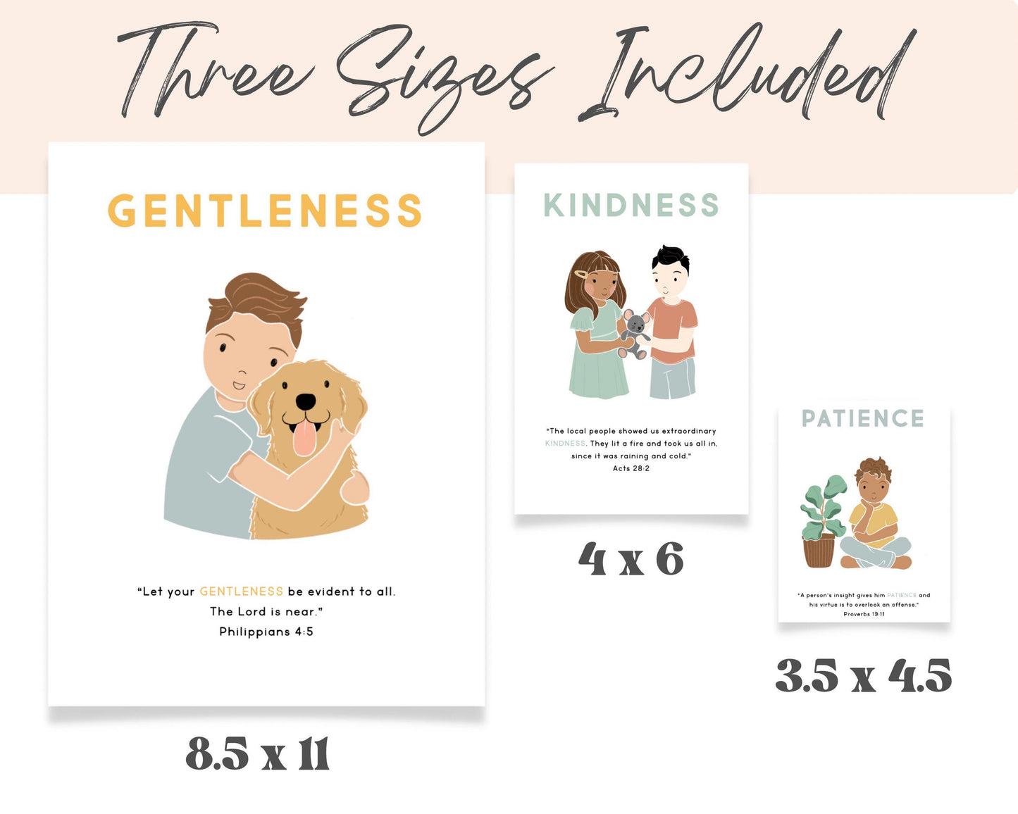 Fruit of the Spirit Flash Cards | Calming Corner, Montessori, Education, Nursery, Christian Bible Jesus Poster| Download PRINTABLE Art
