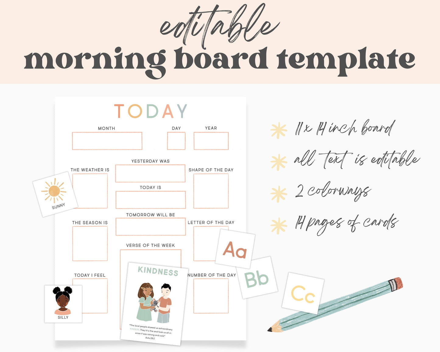 Morning Board Cards & Chart Editable, Circle Time Board, Toddler Routine Chart, Toddler Preschool Calendar, Homeschool Morning Work Activity