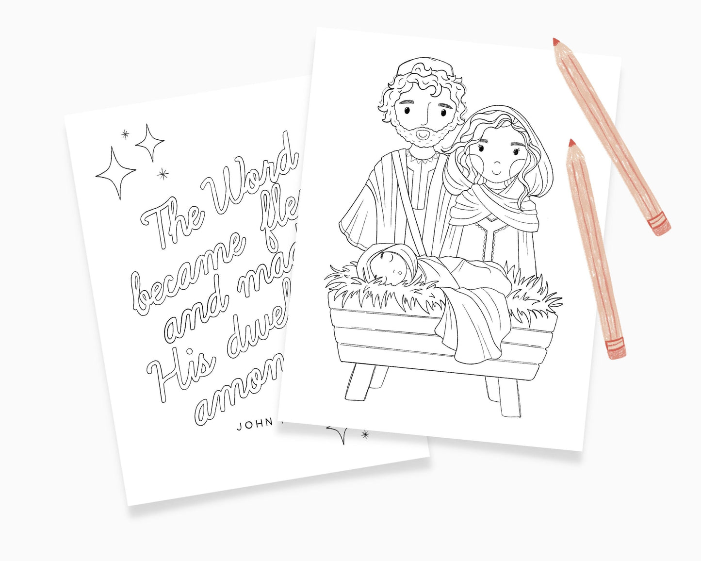 Nativity Christmas Coloring Pages 4 Sheets Jesus Nativity Preschool Kindergarten Activity Homeschool Bible Curriculum Download Printable