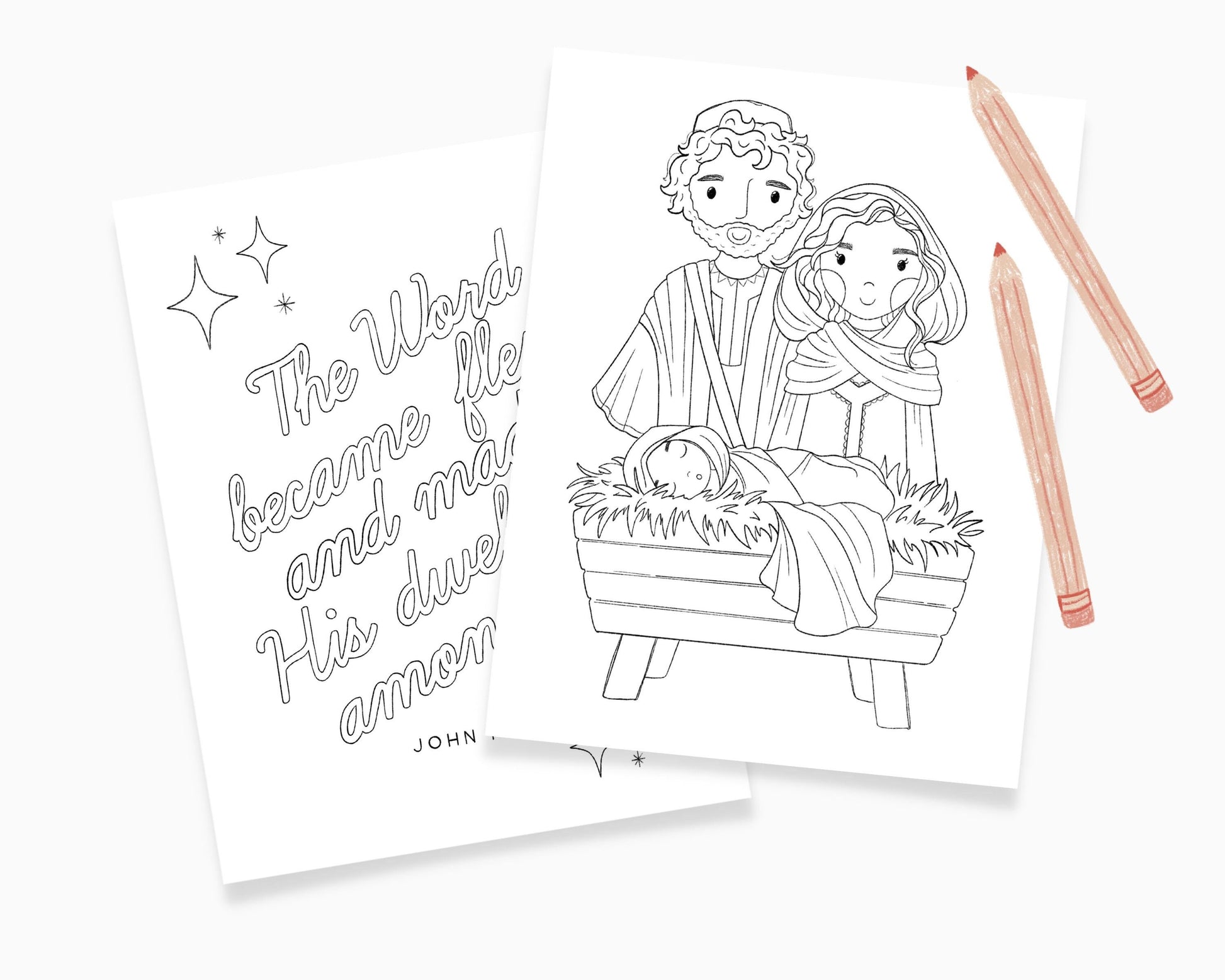 Nativity Christmas Coloring Pages 4 Sheets Jesus Nativity Preschool Kindergarten Activity Homeschool Bible Curriculum Download Printable