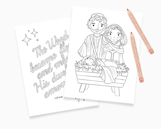 Nativity Christmas Coloring Pages 4 Sheets Jesus Nativity Preschool Kindergarten Activity Homeschool Bible Curriculum Download Printable