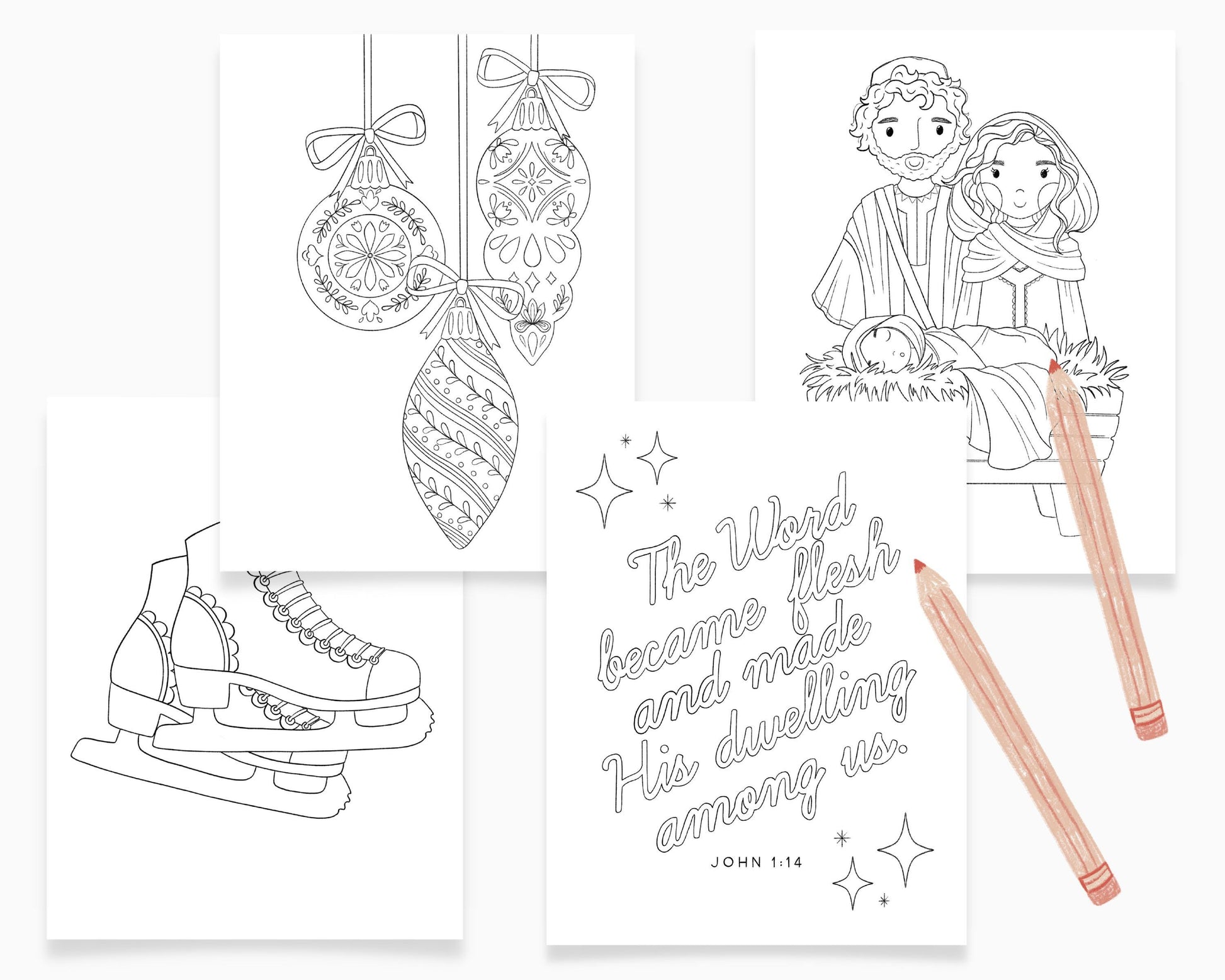 Nativity Christmas Coloring Pages 4 Sheets Jesus Nativity Preschool Kindergarten Activity Homeschool Bible Curriculum Download Printable