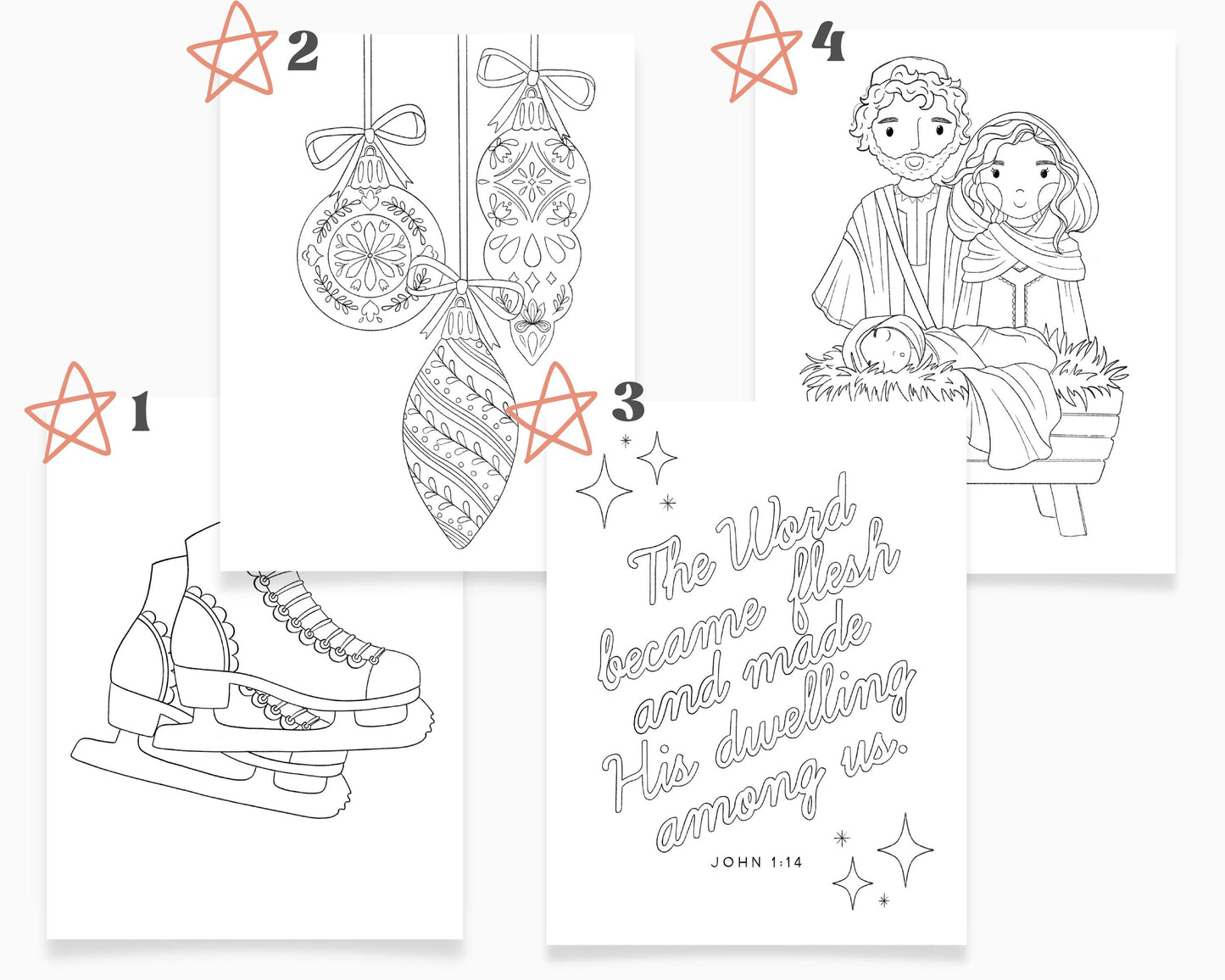 Nativity Christmas Coloring Pages 4 Sheets Jesus Nativity Preschool Kindergarten Activity Homeschool Bible Curriculum Download Printable