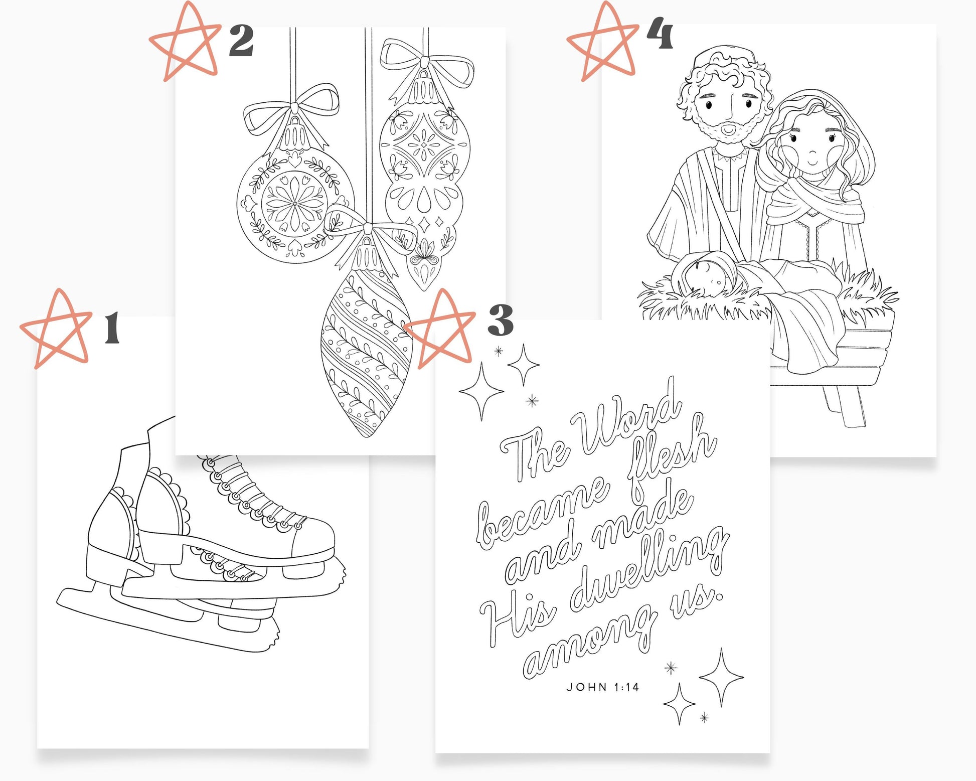 Nativity Christmas Coloring Pages 4 Sheets Jesus Nativity Preschool Kindergarten Activity Homeschool Bible Curriculum Download Printable