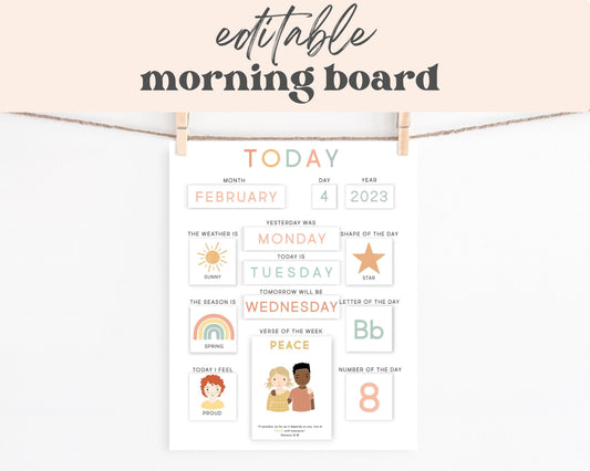 Morning Board Cards & Chart Editable, Circle Time Board, Toddler Routine Chart, Toddler Preschool Calendar, Homeschool Morning Work Activity