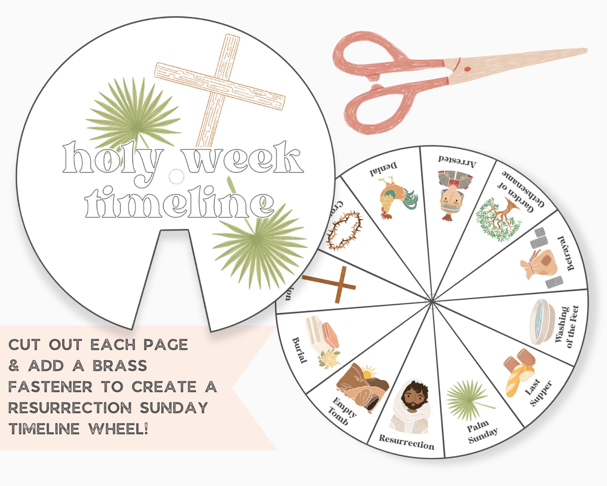 Easter Story Spinner Wheel Craft Kids, Resurrection Sunday Activity, Easter Story Holy Week Timeline, Sunday School, Christian Homeschool