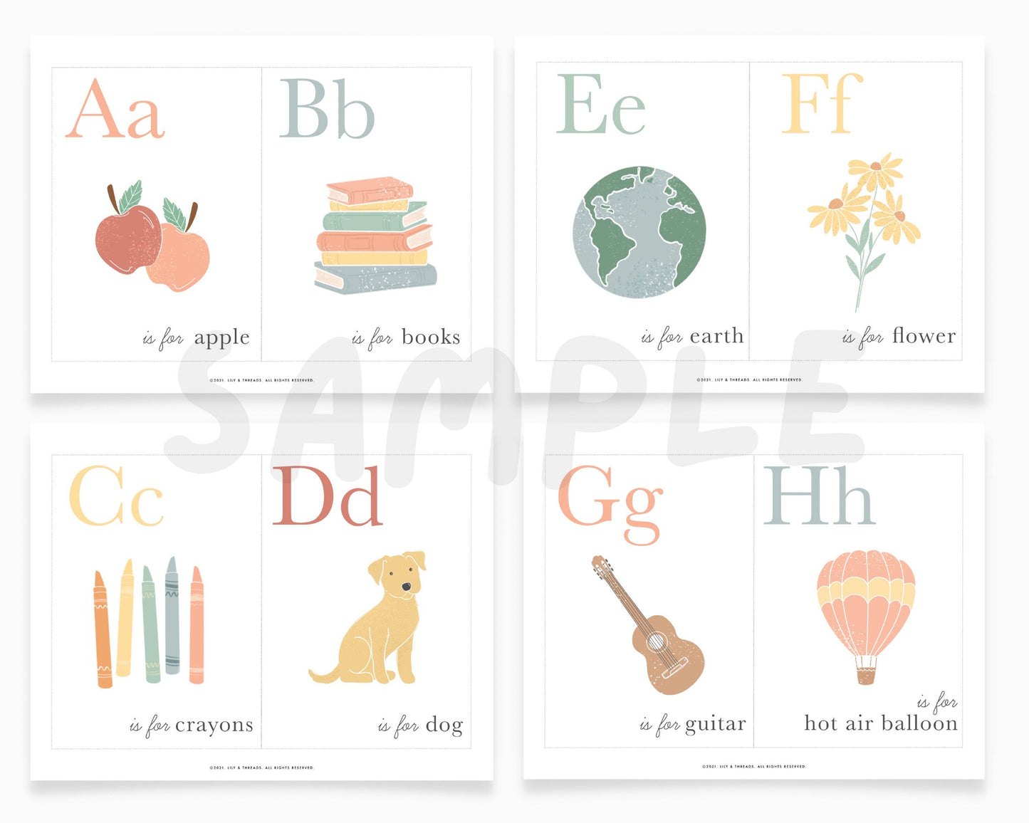 Alphabet Flash Cards, Calming Corner, Montessori, Education, Homeschool Preschool ABC Activity Classroom Poster Bulletin  Download PRINTABLE