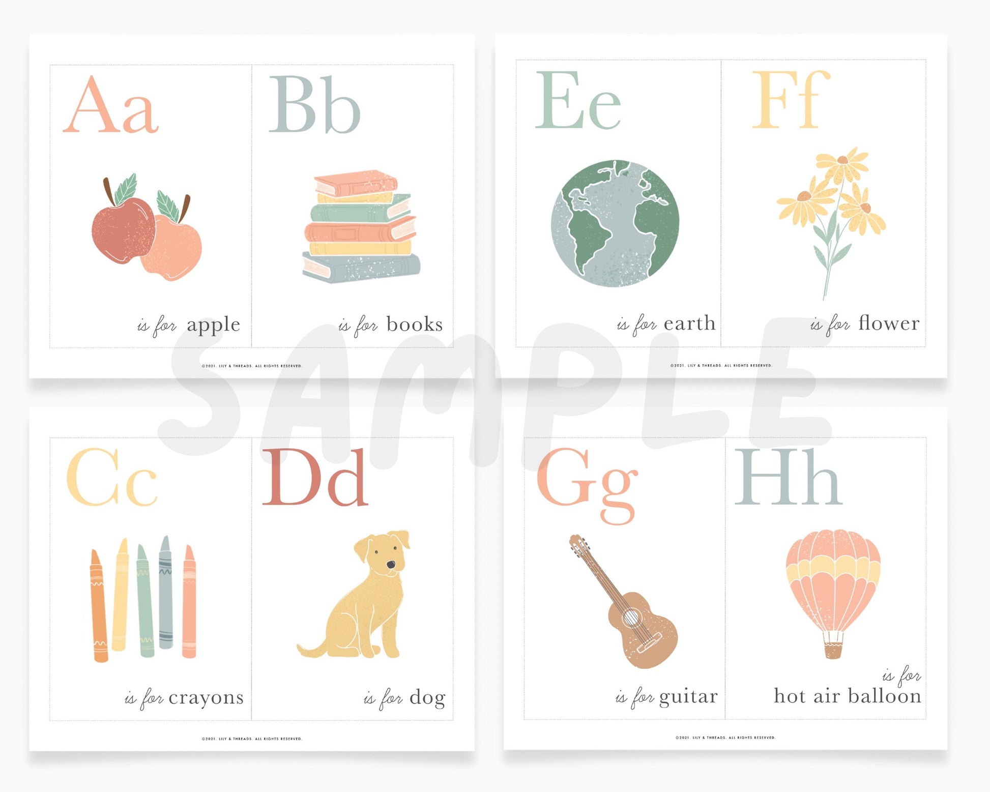 Alphabet Flash Cards, Calming Corner, Montessori, Education, Homeschool Preschool ABC Activity Classroom Poster Bulletin  Download PRINTABLE
