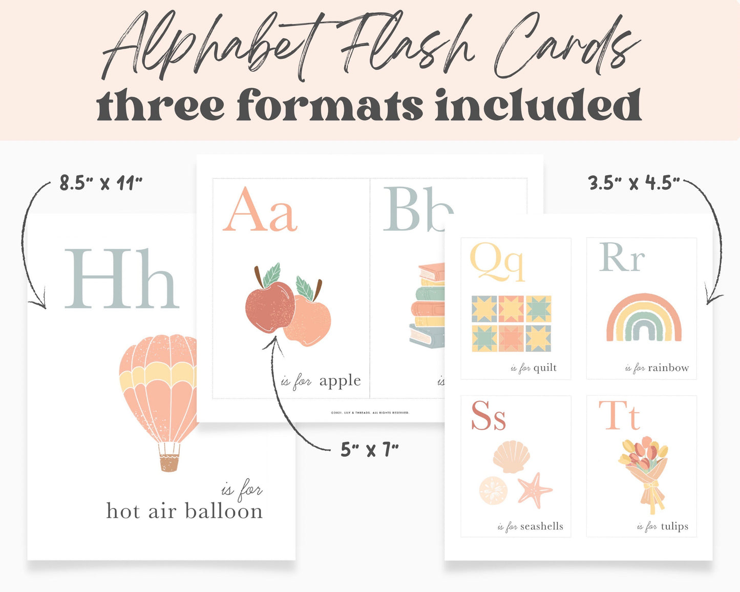 Alphabet Flash Cards, Calming Corner, Montessori, Education, Homeschool Preschool ABC Activity Classroom Poster Bulletin  Download PRINTABLE