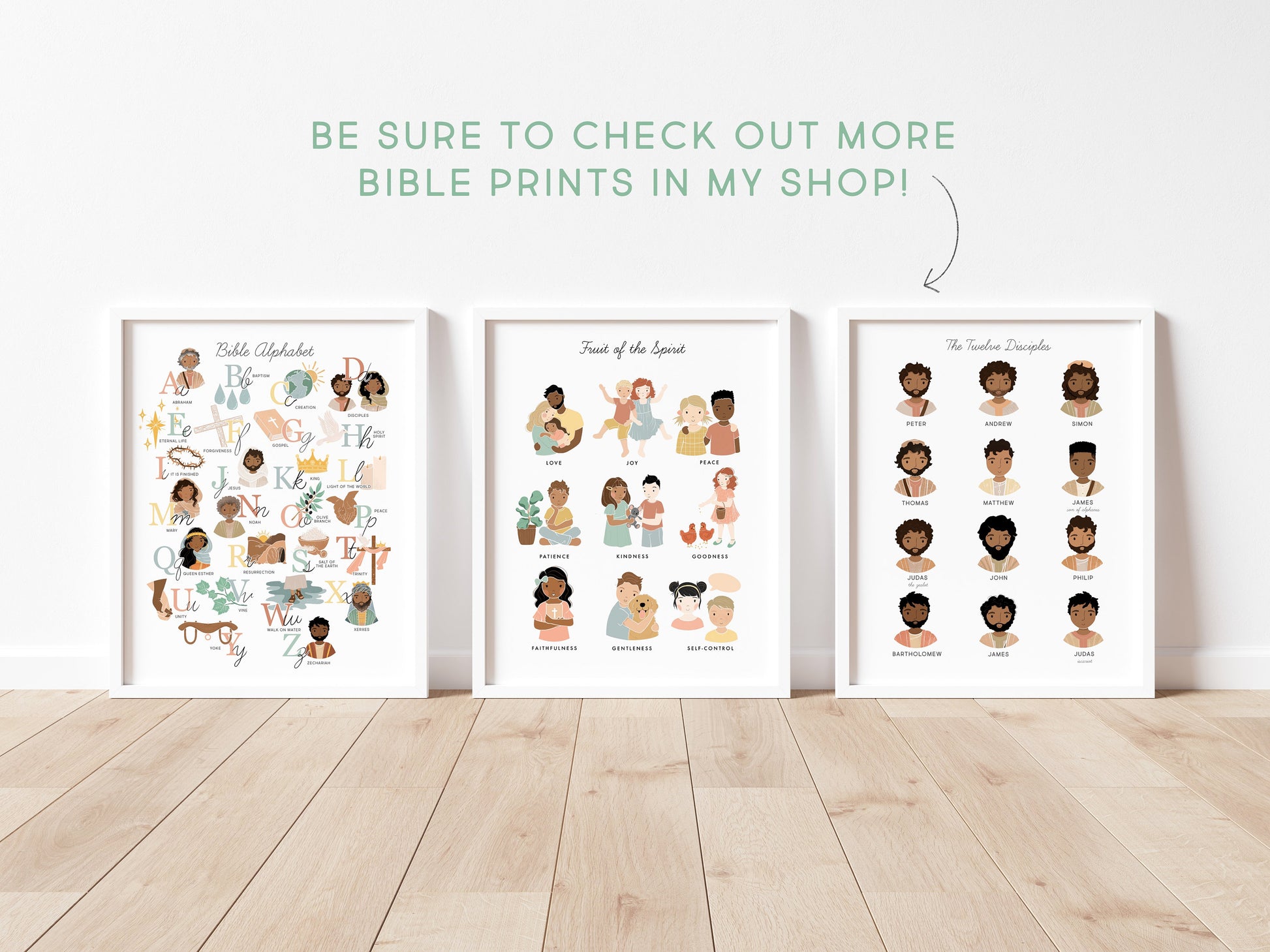 Bible Alphabet Kids Artwork Poster ABC Bible Scripture Preschool Art, Jesus Christian Kids, Nursery, Church Sunday School Art Printable