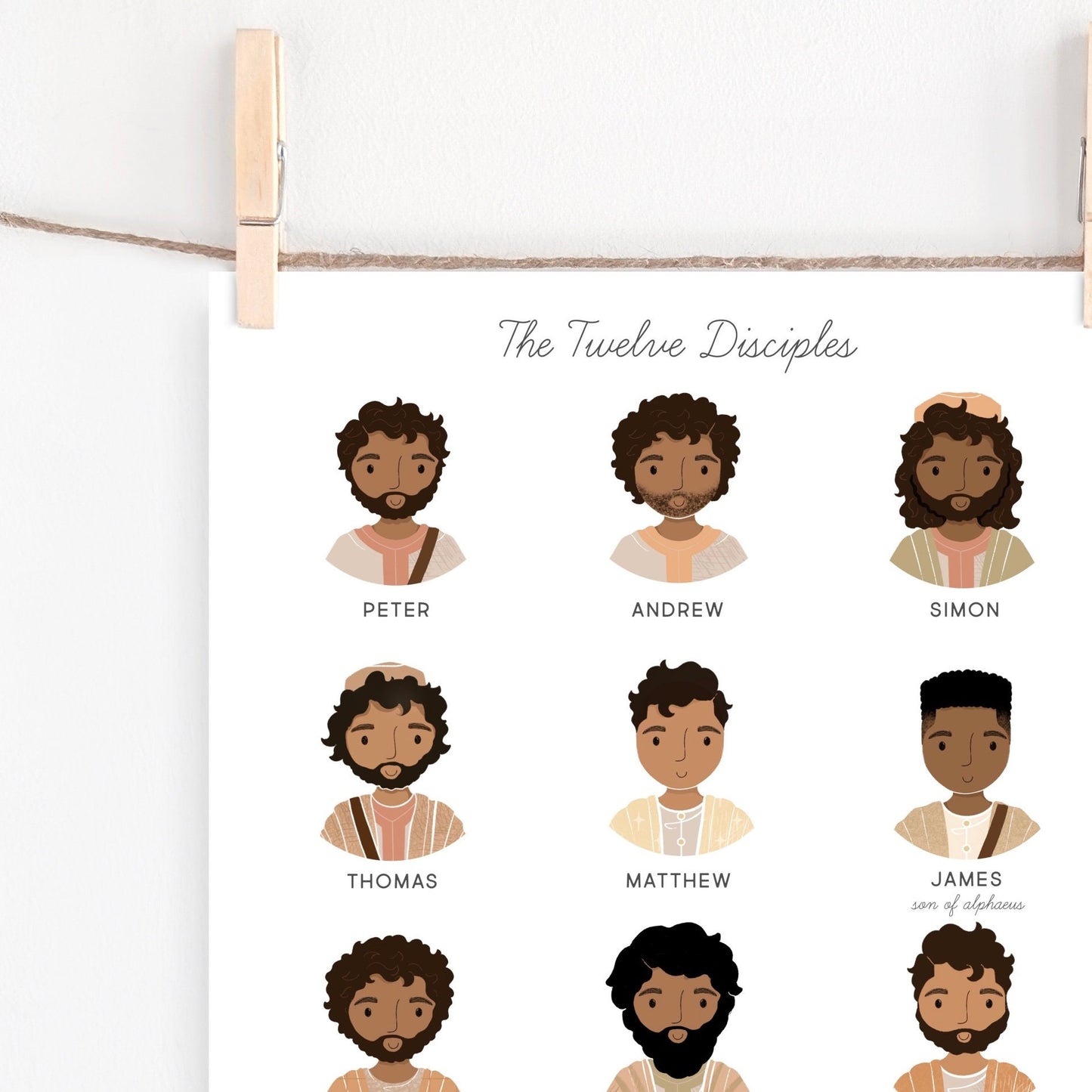 The Twelve Disciples Artwork Poster| Bible Curriculum Preschool, Jesus Christian Kids, Nursery, Church Sunday School Art Printable