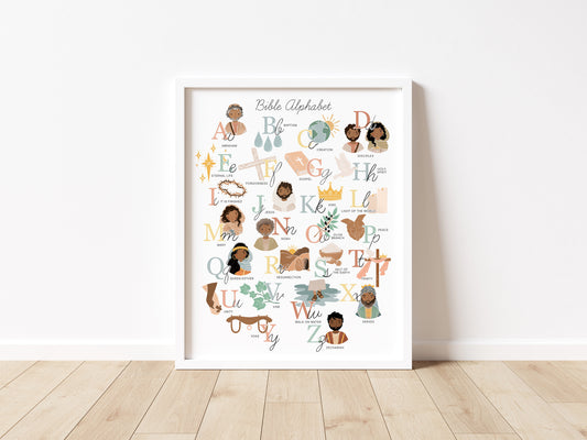 Bible Alphabet Kids Artwork Poster ABC Bible Scripture Preschool Art, Jesus Christian Kids, Nursery, Church Sunday School Art Printable
