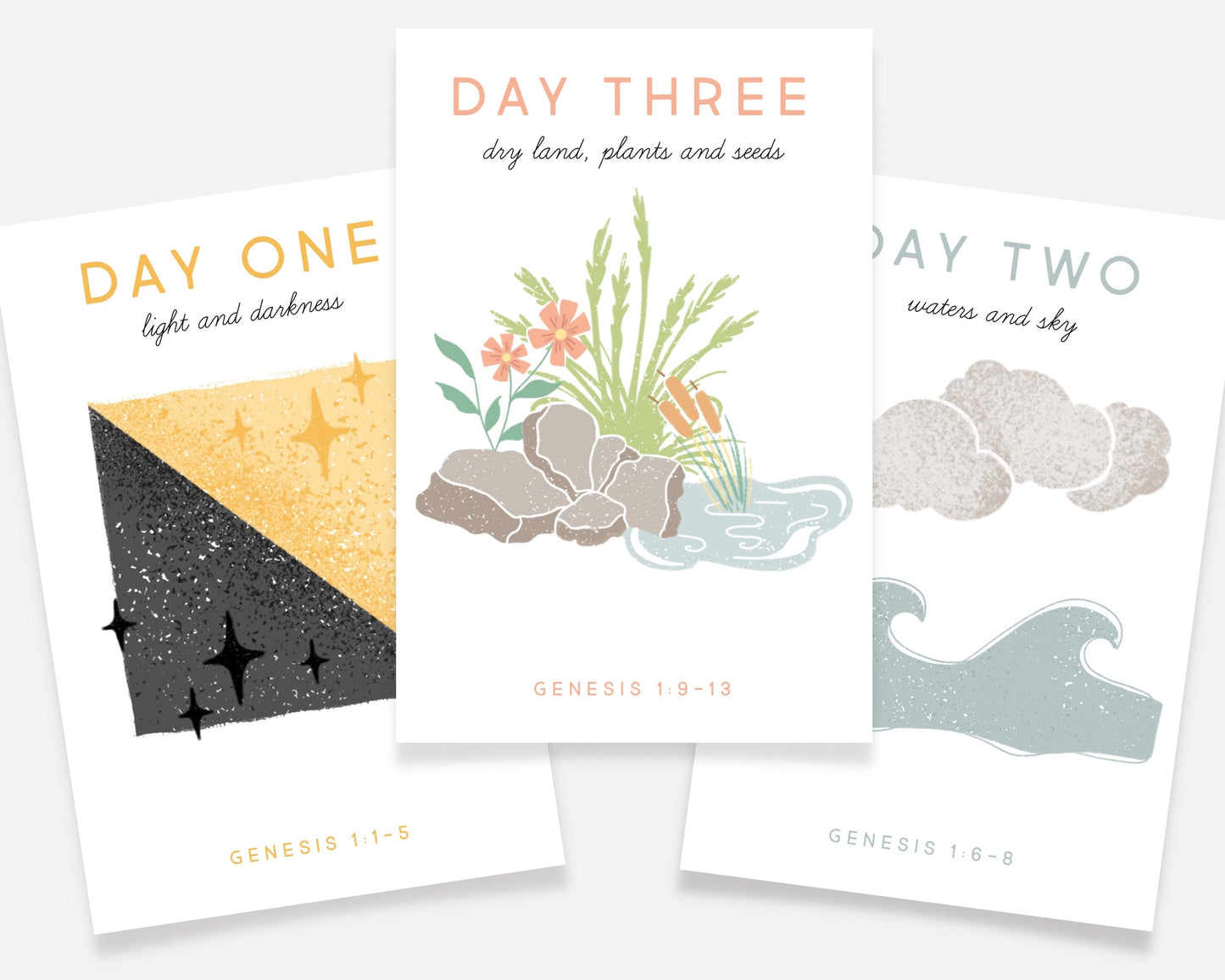 7 Days Of Creation Flash Cards, Creation Account Activity, Bible Verse Lesson, Sunday School, Christian, Biblical Homeschooling, Scripture