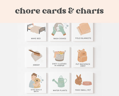 Chore Cards & Chart | Digital Download | Editable