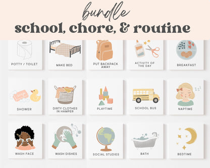 School, Chore, & Daily Routine Cards and Chart | Bundle | Digital Download | Editable