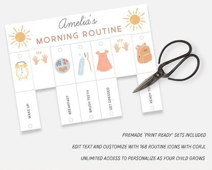 Morning & Evening Routine Flip Chart, Editable Visual Schedule | Kindergarten Preschool Homeschool Printable | Montessori Custom Routine