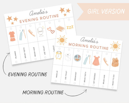 Morning & Evening Routine Flip Chart, Editable Visual Schedule | Kindergarten Preschool Homeschool Printable | Montessori Custom Routine