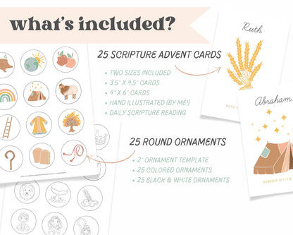 Jesse Tree Christmas Advent Activity, Scripture Cards and Ornaments, Family Christ Centered Christmas Countdown | Download PRINTABLE
