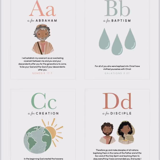 ABC Bible Scripture Flash Cards Memorization Bible Verses Alphabet Card Set | Homeschool Pre K Sunday School Educational ABC Set PRINTABLE