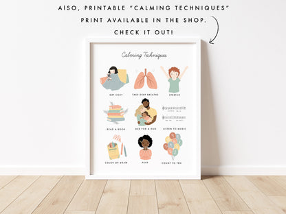 Calming Techniques Flash Cards | Calming Corner, Montessori, Education, Nursery, Classroom Poster| Download PRINTABLE Art