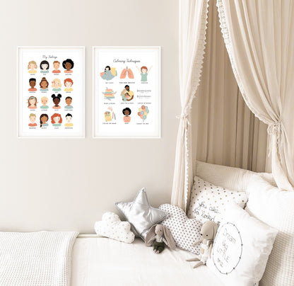Calming Techniques Chart Illustration Poster| Calming Corner, Montessori, Education, Nursery, Classroom Poster| Download Printable Art |