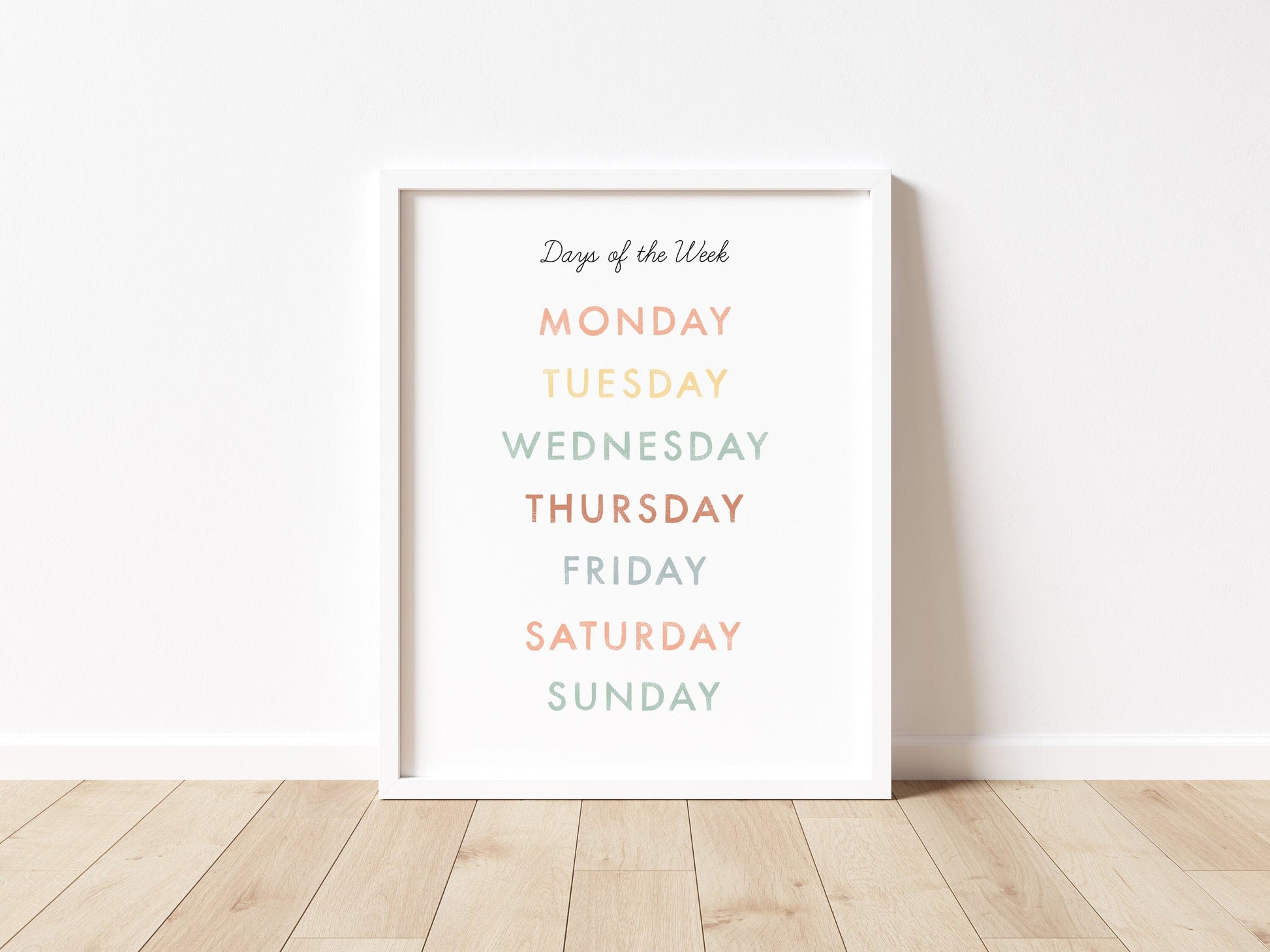 Weekdays Chart Illustration Artwork Print Poster| Calming Corner, Montessori, Education, Nursery, Classroom Poster| Download Printable Art |