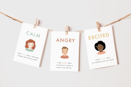 20 Feelings & Emotions Flash Cards | Calming Corner, Montessori, Education, Nursery, Classroom Poster| Download PRINTABLE Art