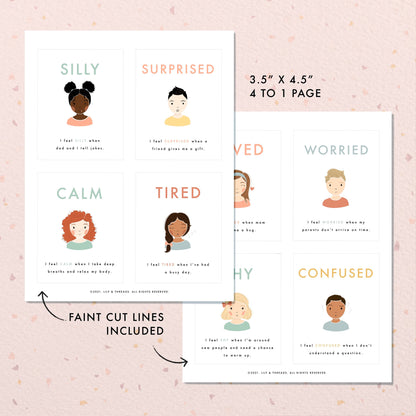 20 Feelings & Emotions Flash Cards | Calming Corner, Montessori, Education, Nursery, Classroom Poster| Download PRINTABLE Art