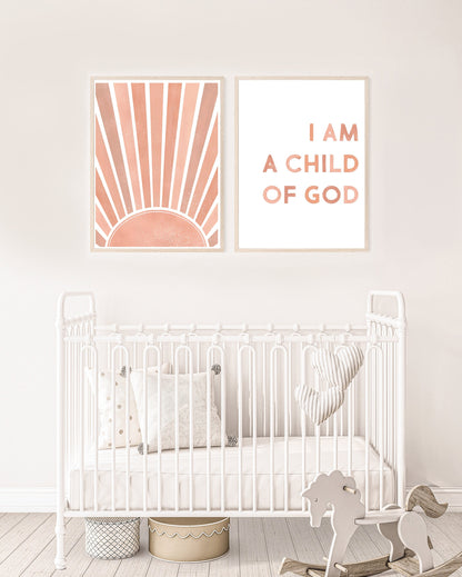 I Am A Child Of God Blush Artwork Poster| Calming Corner, Montessori, Bible Jesus Christian Kids, Nursery, Church| Download Printable Art