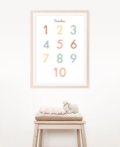Numbers Chart Illustration Artwork Print Poster| Calming Corner, Montessori, Education, Nursery, Classroom Poster| Download Printable Art |