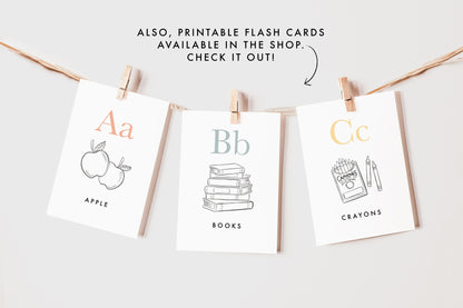 Simple Alphabet Chart Illustration Poster| Calming Corner, Montessori, Education, Nursery, Classroom Poster| Download Printable Art |
