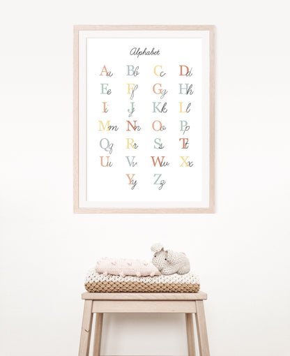 Simple Alphabet Chart Illustration Poster| Calming Corner, Montessori, Education, Nursery, Classroom Poster| Download Printable Art |
