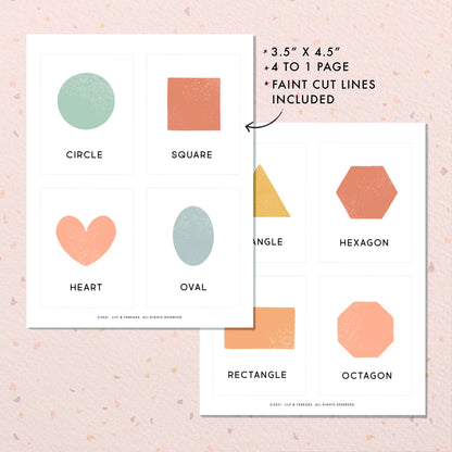 Shapes Flash Cards | Calming Corner, Montessori, Education, Nursery, Classroom Poster| Download PRINTABLE Art | 3.5” x 4.5” | Shapes Digital