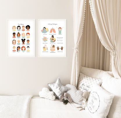 Calming Techniques Chart Illustration Poster| Calming Corner, Montessori, Education, Nursery, Classroom Poster| Download Printable Art |